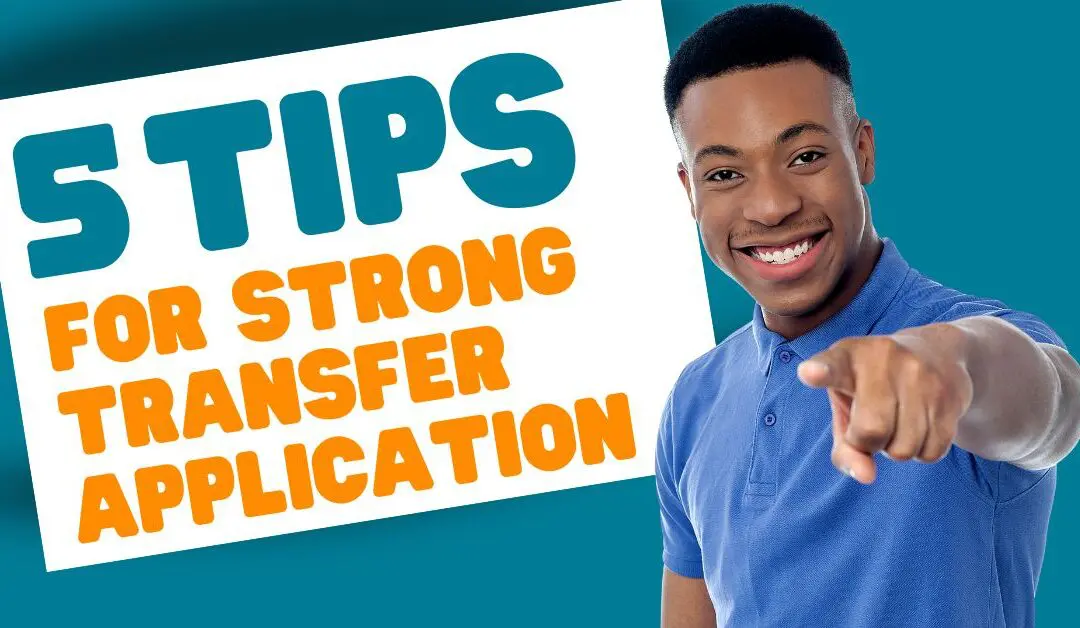 5 Tips for Transfer Applicants Featured Image with Guy Pointing