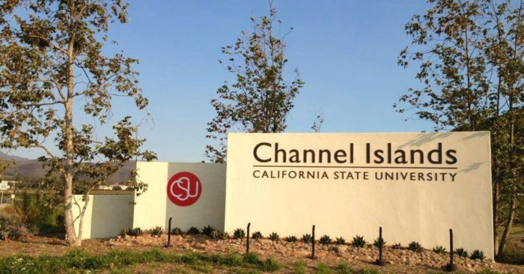CSU Channel Islands is a public university in Camarillo, California. Opening Entrance of CSU Channel Islands, Trees, Sunshine, Daytime