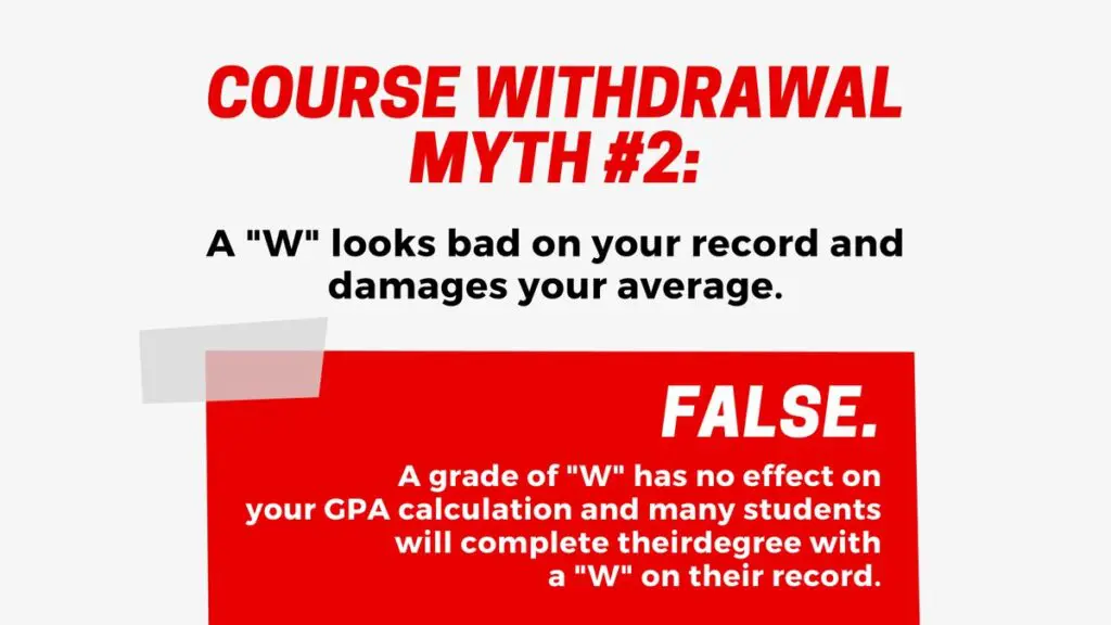 Course Withdrawal Myths, Does a "W" Affect Your GPA? withdrawing from class